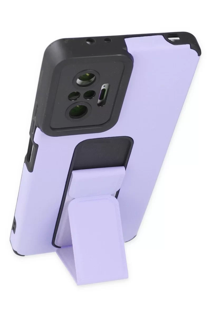 Newface Xiaomi Redmi Note 10 Pro Kılıf Mega Standlı Silikon - Lila