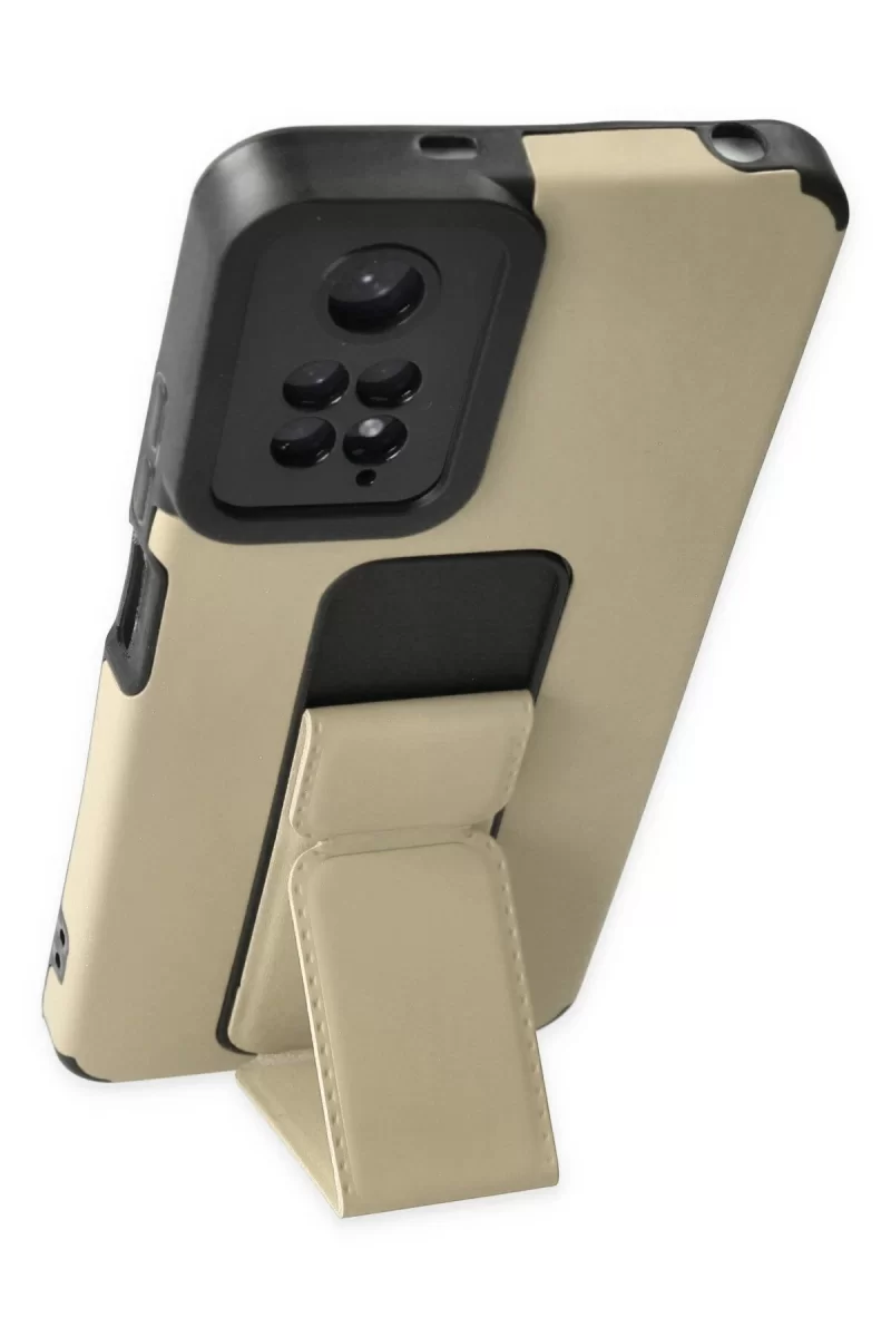 Newface Xiaomi Redmi Note 11 Kılıf Mega Standlı Silikon - Gold