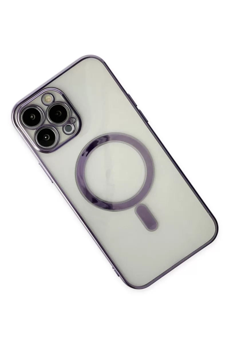 Newface iPhone 14 Pro Kılıf Magneticsafe Lazer Silikon - Mor