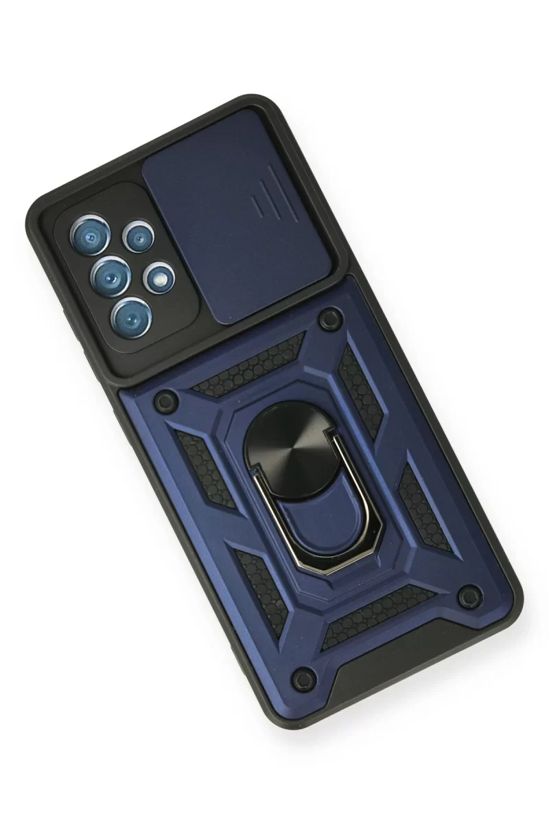 Newface Samsung Galaxy A32 Kılıf Pars Lens Yüzüklü Silikon - Lacivert