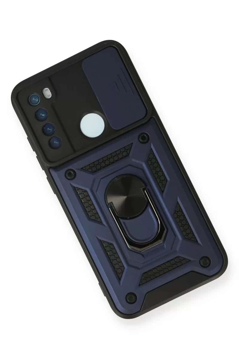 Newface Xiaomi Redmi Note 8 Kılıf Pars Lens Yüzüklü Silikon - Lacivert