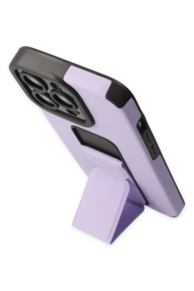 Newface iPhone 14 Pro Max Kılıf Mega Standlı Silikon - Lila