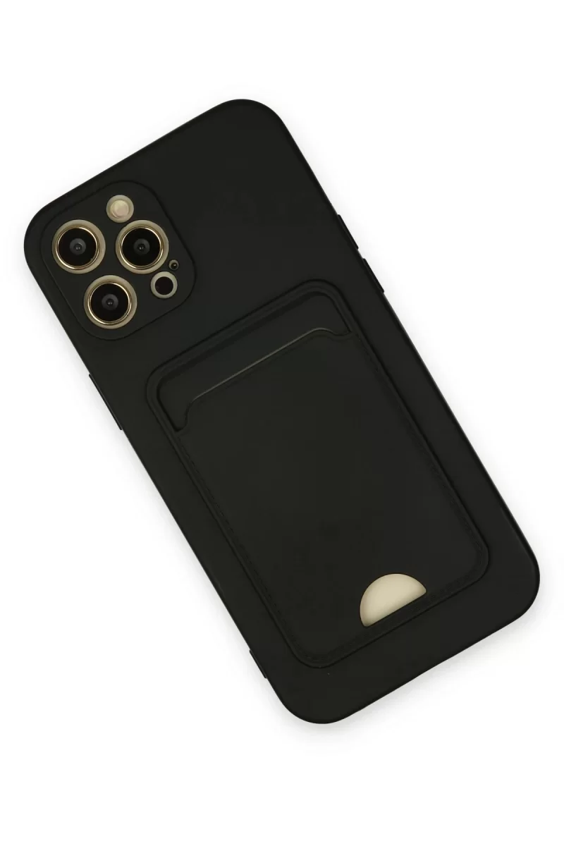 Newface iPhone 12 Pro Max Kılıf Kelvin Kartvizitli Silikon - Siyah