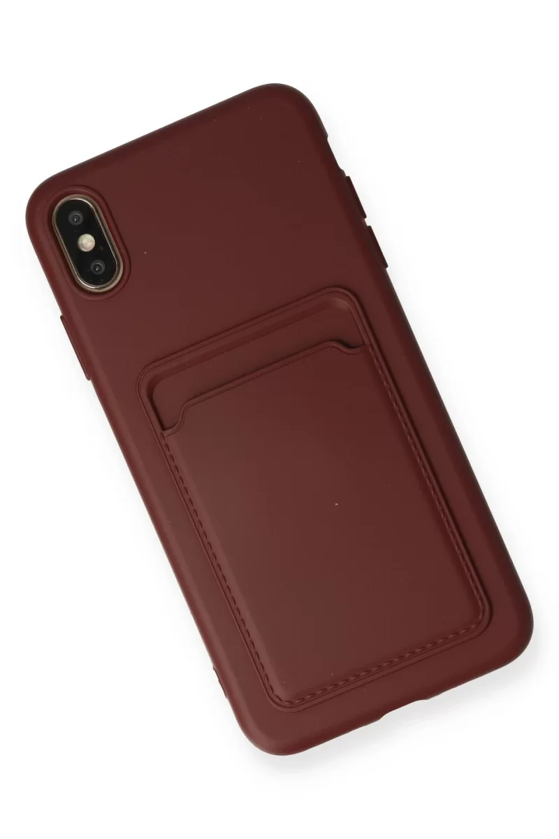 Newface iPhone XS Max Kılıf Kelvin Kartvizitli Silikon - Bordo