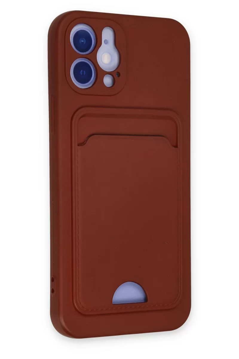 Newface iPhone 12 Kılıf Kelvin Kartvizitli Silikon - Bordo