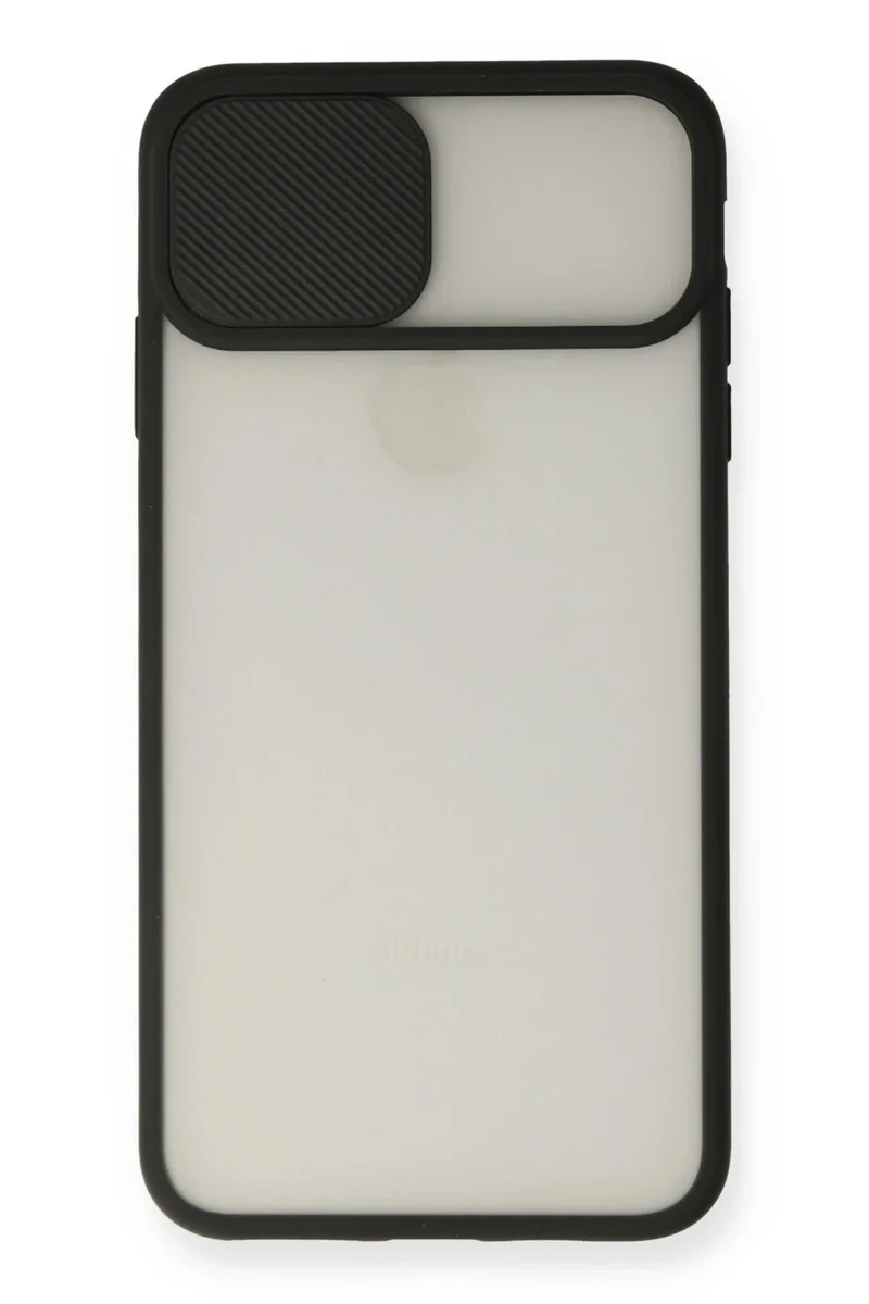 Newface iPhone X Kılıf Palm Buzlu Kamera Sürgülü Silikon - Siyah