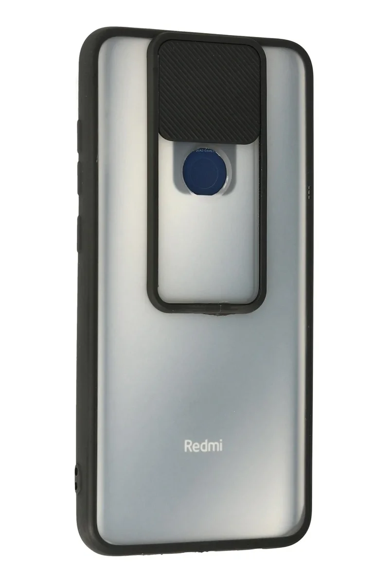 Newface Xiaomi Redmi Note 9 Kılıf Palm Buzlu Kamera Sürgülü Silikon - Siyah