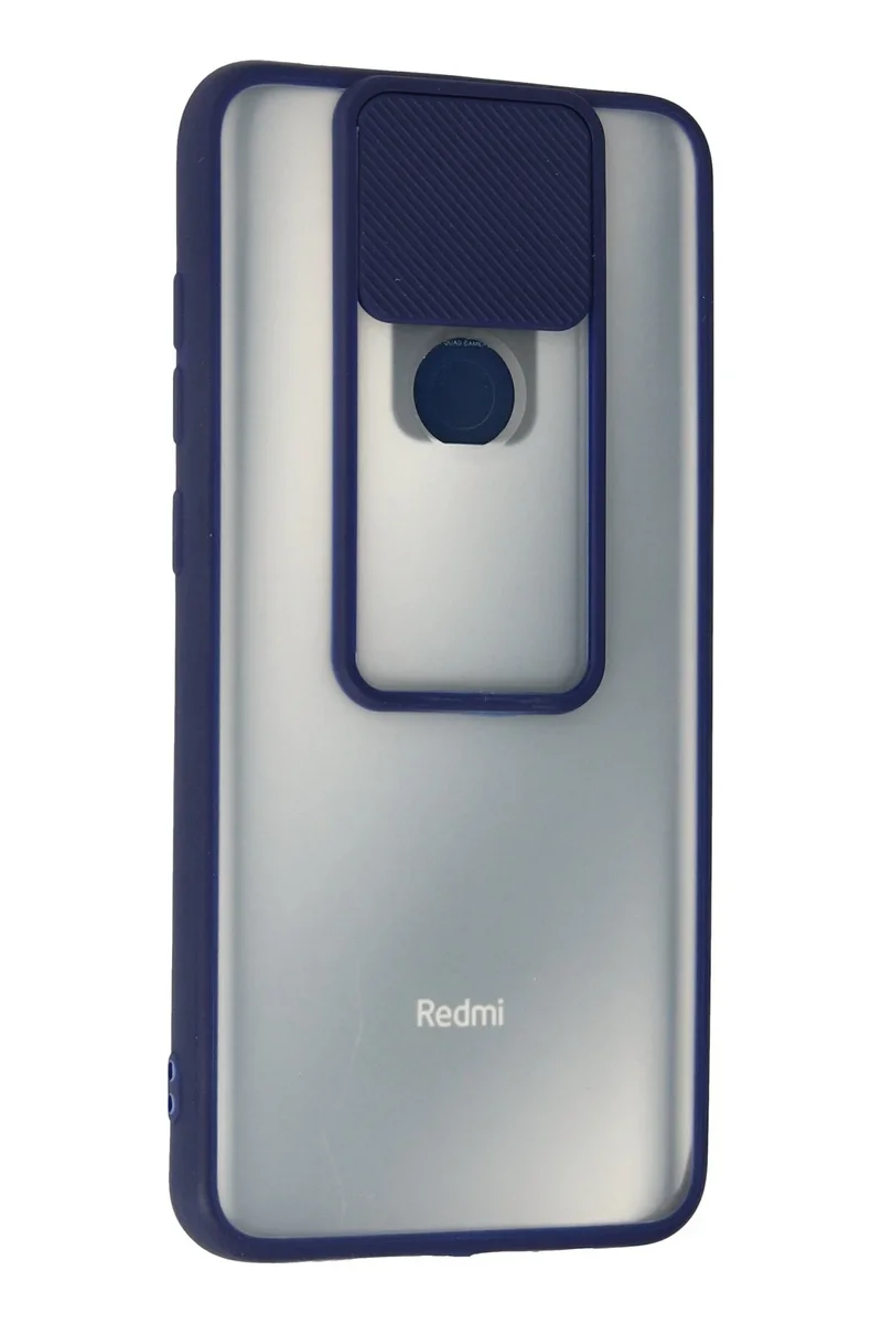 Newface Xiaomi Redmi Note 9 Kılıf Palm Buzlu Kamera Sürgülü Silikon - Lacivert