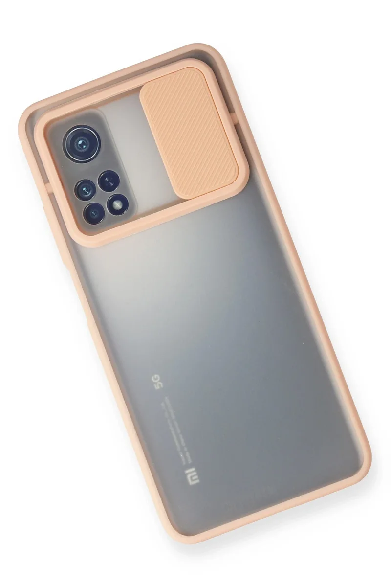 Newface Xiaomi Mi 10T Kılıf Palm Buzlu Kamera Sürgülü Silikon - Pembe