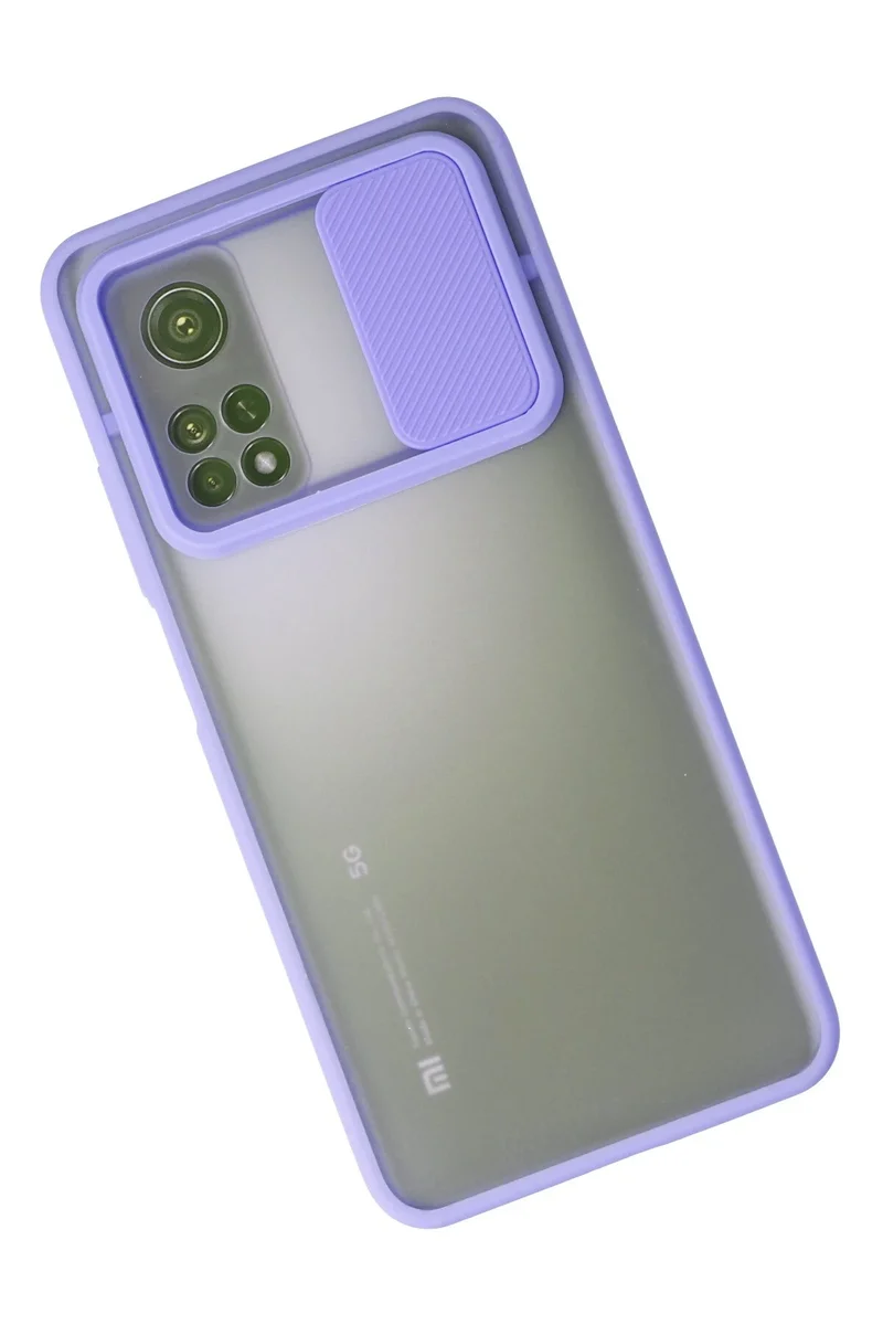 Newface Xiaomi Mi 10T Kılıf Palm Buzlu Kamera Sürgülü Silikon - Lila
