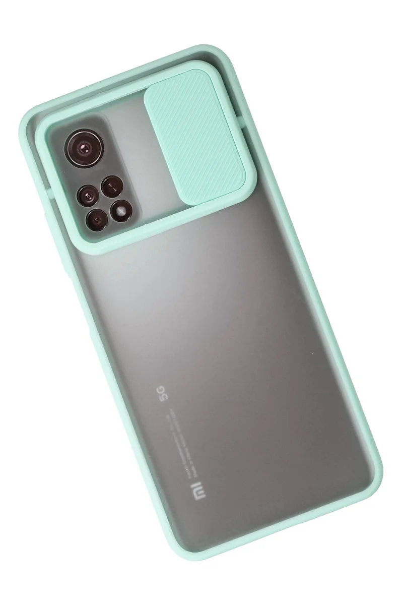 Newface Xiaomi Mi 10T Kılıf Palm Buzlu Kamera Sürgülü Silikon - Turkuaz