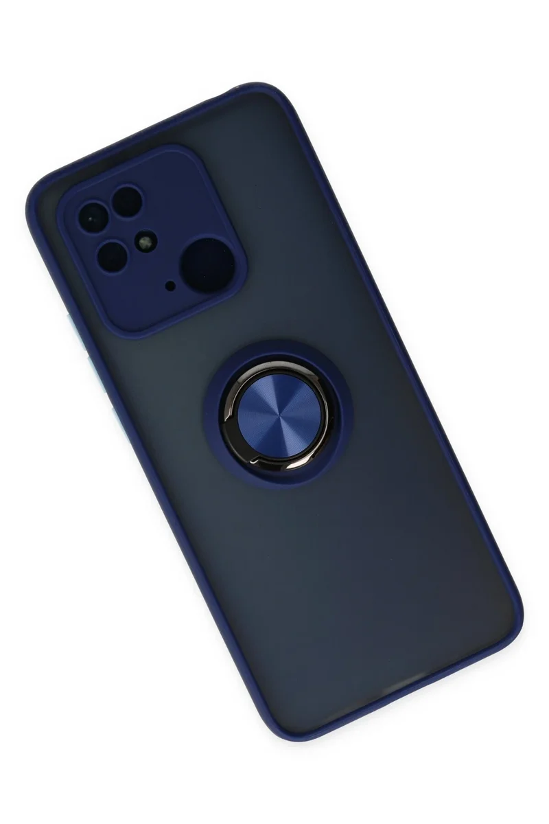 Newface Xiaomi Poco C40 Kılıf Montreal Yüzüklü Silikon Kapak - Lacivert