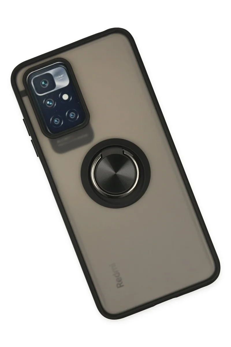 Newface Xiaomi Redmi 10 2022 Kılıf Montreal Yüzüklü Silikon Kapak - Siyah