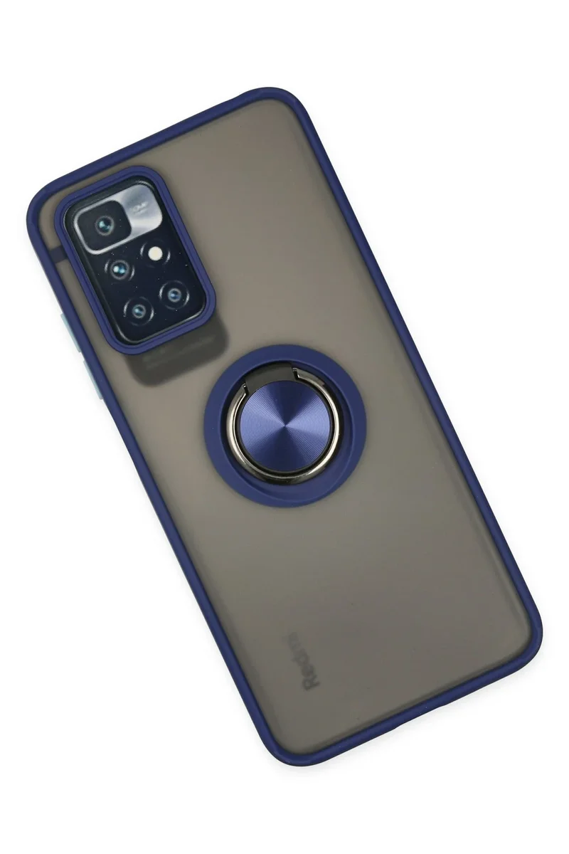 Newface Xiaomi Redmi 10 2022 Kılıf Montreal Yüzüklü Silikon Kapak - Lacivert