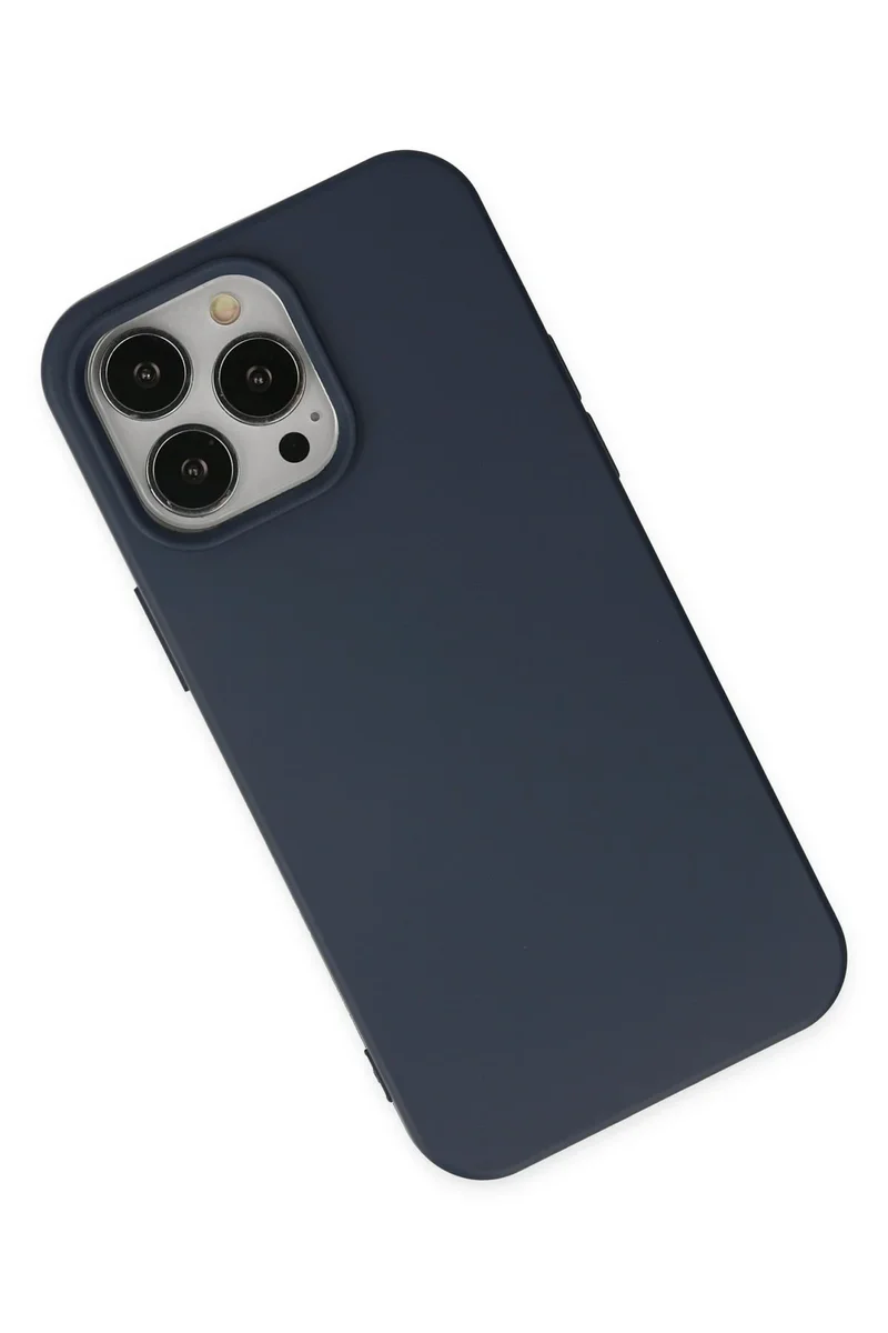 Newface iPhone 14 Pro Max Kılıf Nano içi Kadife Silikon - Lacivert