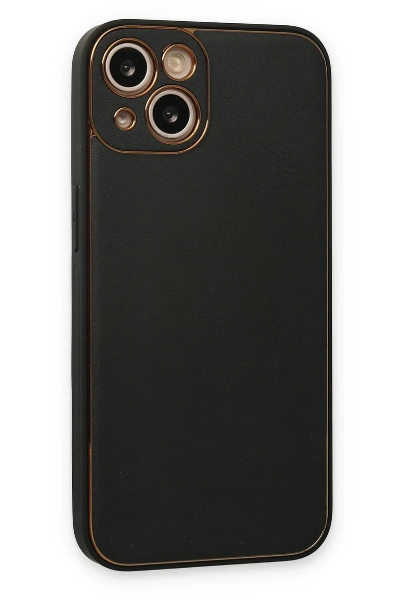 Newface iPhone 14 Kılıf Coco Deri Silikon Kapak - Siyah