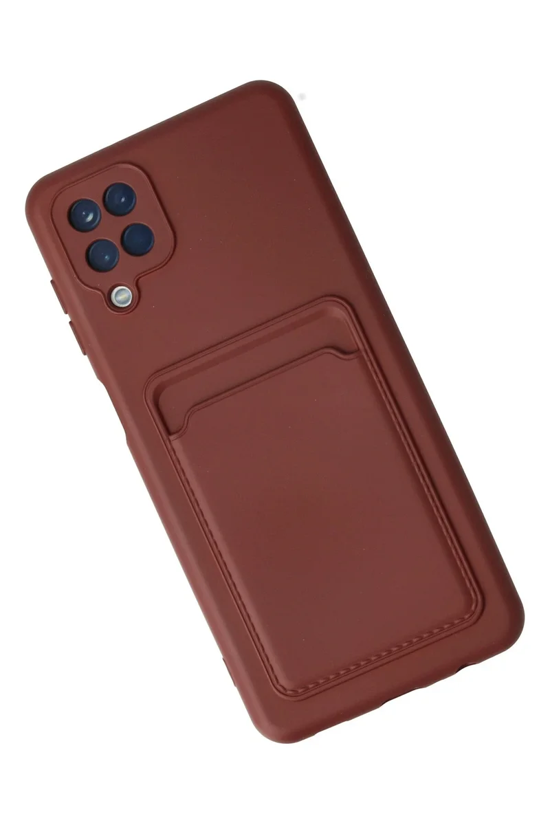 Newface Samsung Galaxy A12 Kılıf Kelvin Kartvizitli Silikon - Bordo