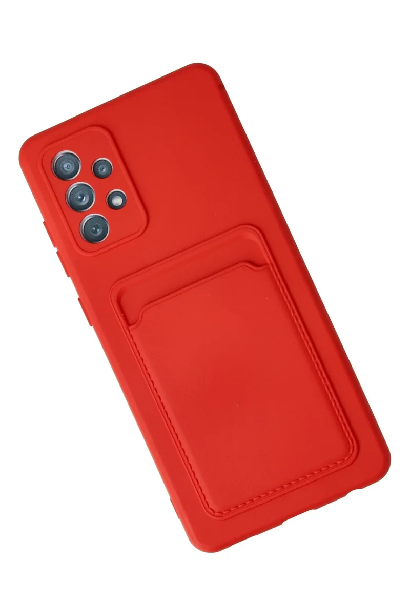 Newface Samsung Galaxy A72 Kılıf Kelvin Kartvizitli Silikon - Kırmızı