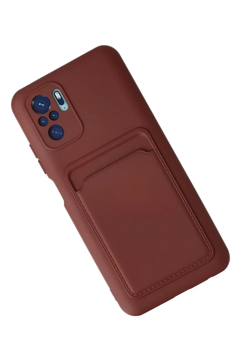 Newface Xiaomi Redmi Note 10S Kılıf Kelvin Kartvizitli Silikon - Bordo