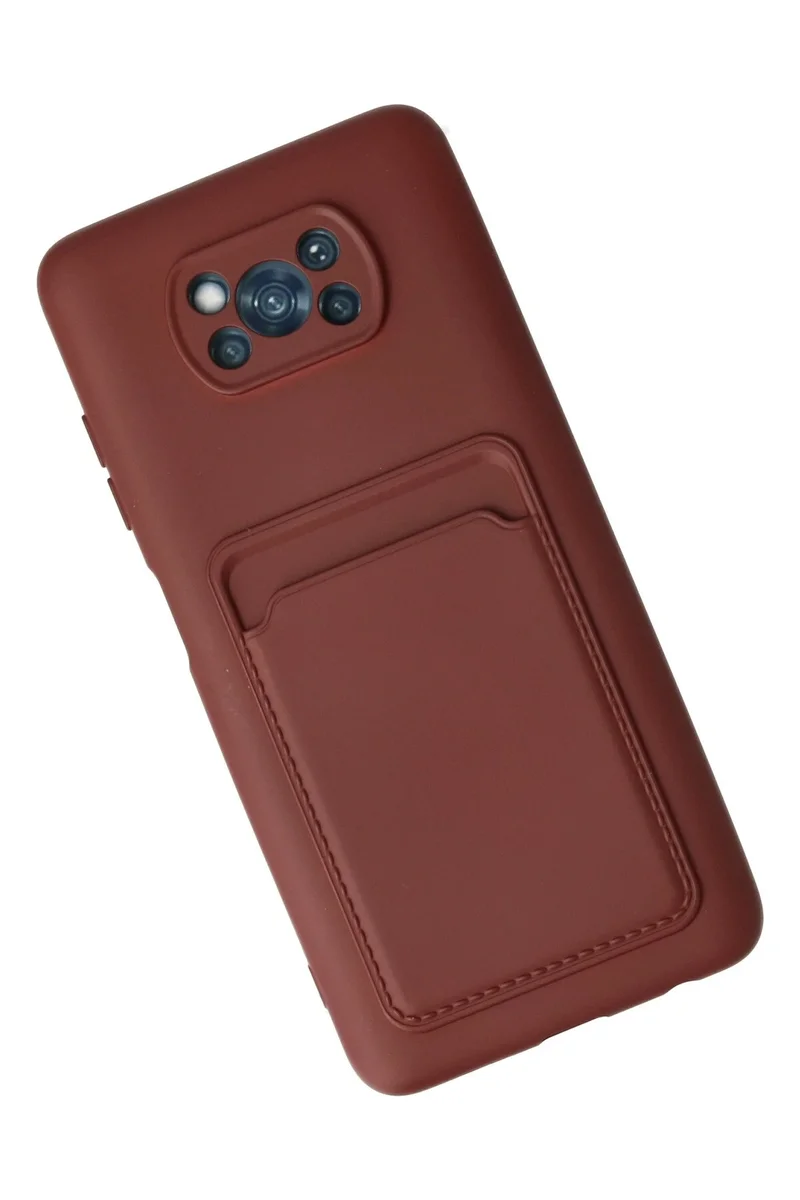 Newface Xiaomi Pocophone X3 Kılıf Kelvin Kartvizitli Silikon - Bordo
