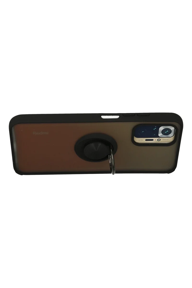 Newface Xiaomi Redmi Note 10 Kılıf Montreal Yüzüklü Silikon Kapak - Siyah