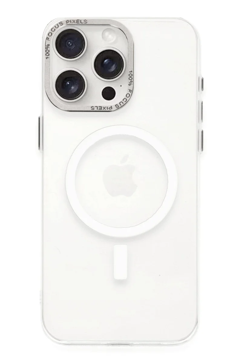 Newface iPhone 15 Pro Kılıf Anka PC Magneticsafe Sert Metal Kapak - Şeffaf