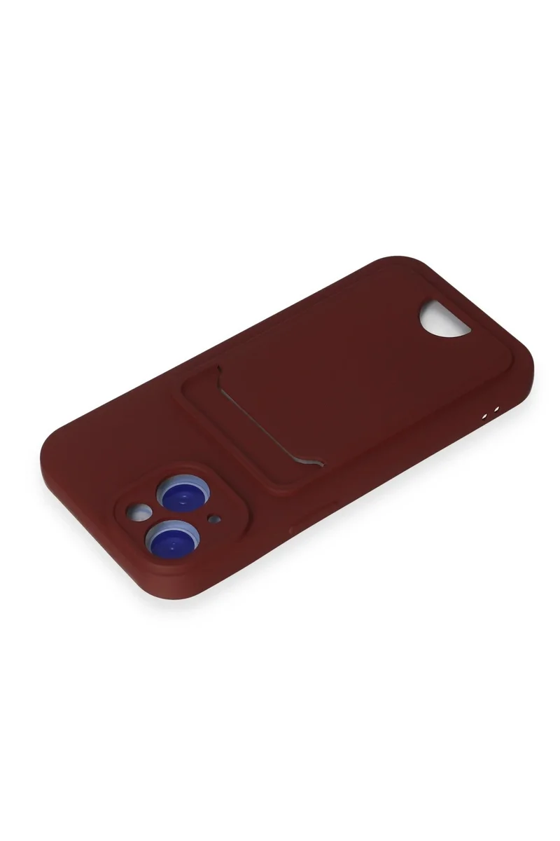 Newface iPhone 15 Kılıf Kelvin Kartvizitli Silikon - Bordo