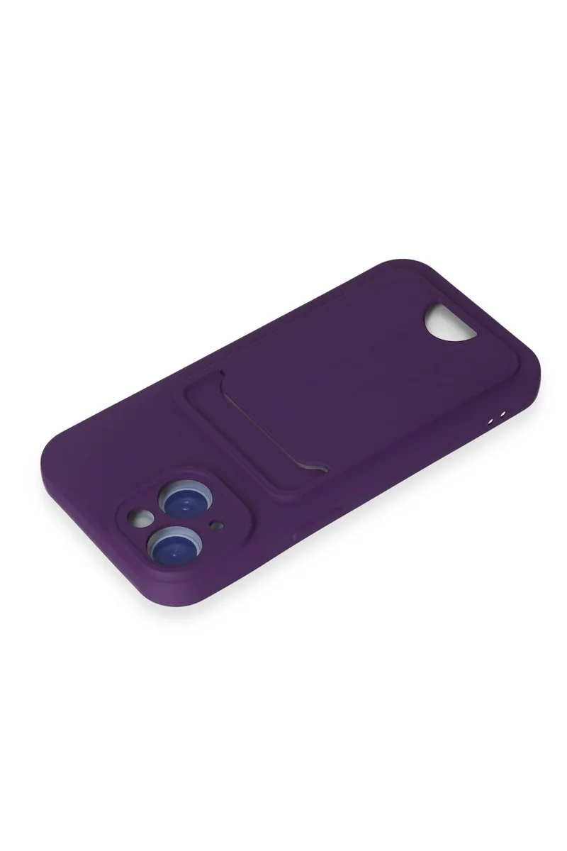 Newface iPhone 15 Kılıf Kelvin Kartvizitli Silikon - Derin Mor