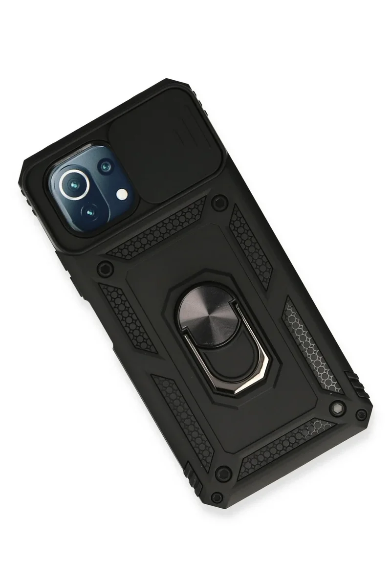 Newface Xiaomi Mİ 11 Lite Kılıf Pars Lens Yüzüklü Silikon - Siyah