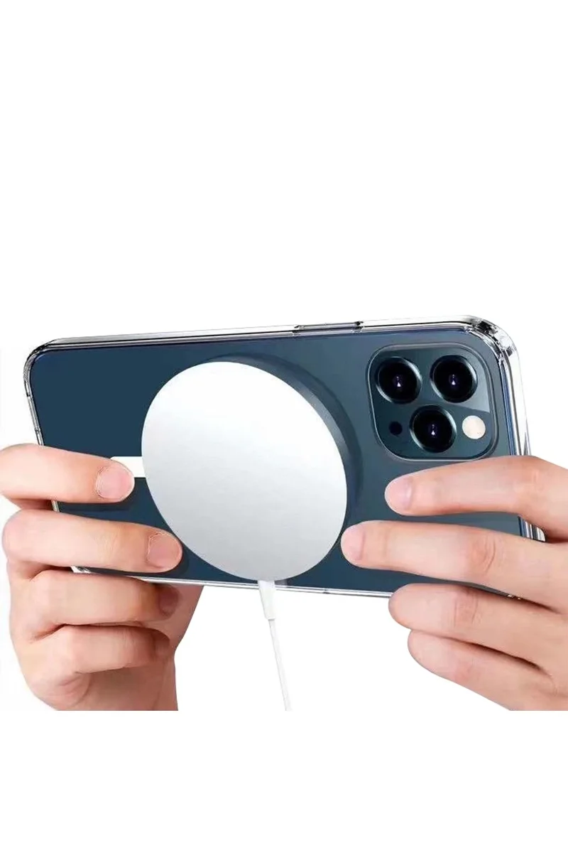 Newface iPhone 15 Plus Kılıf Magneticsafe Şeffaf Silikon - Şeffaf