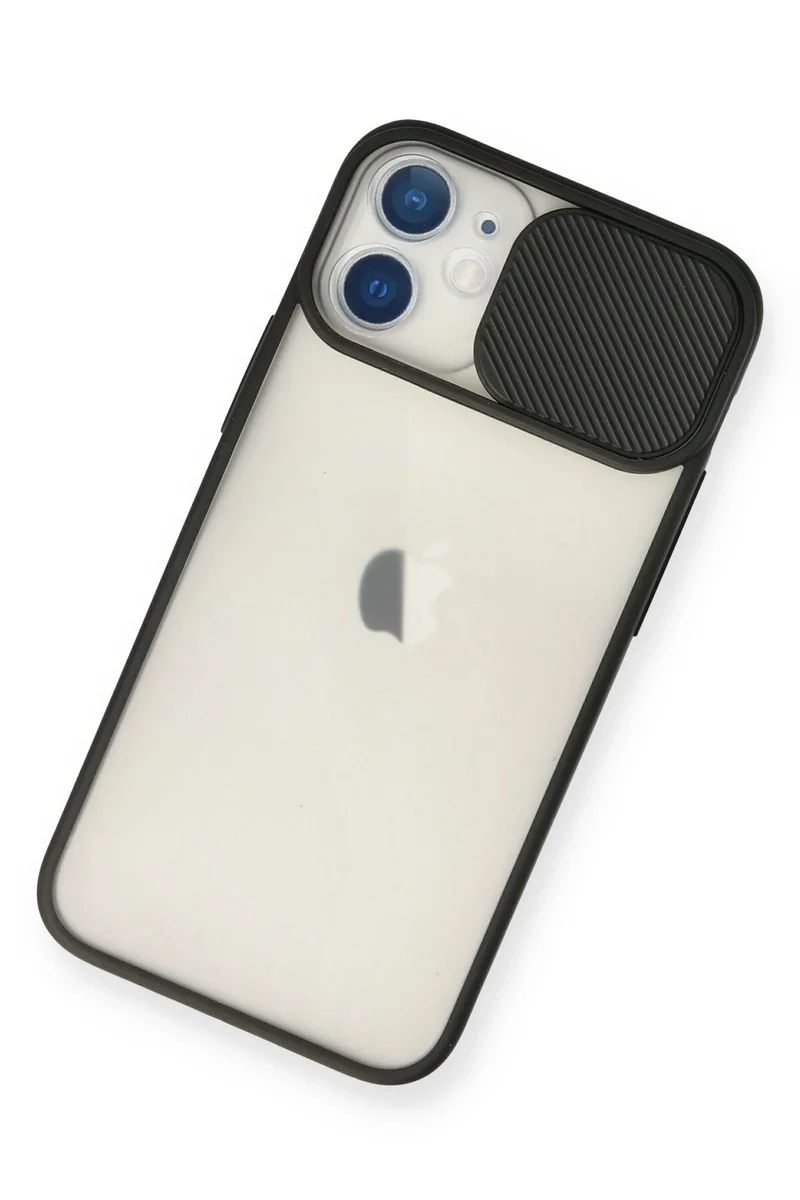 Newface iPhone 11 Kılıf Palm Buzlu Kamera Sürgülü Silikon - Siyah