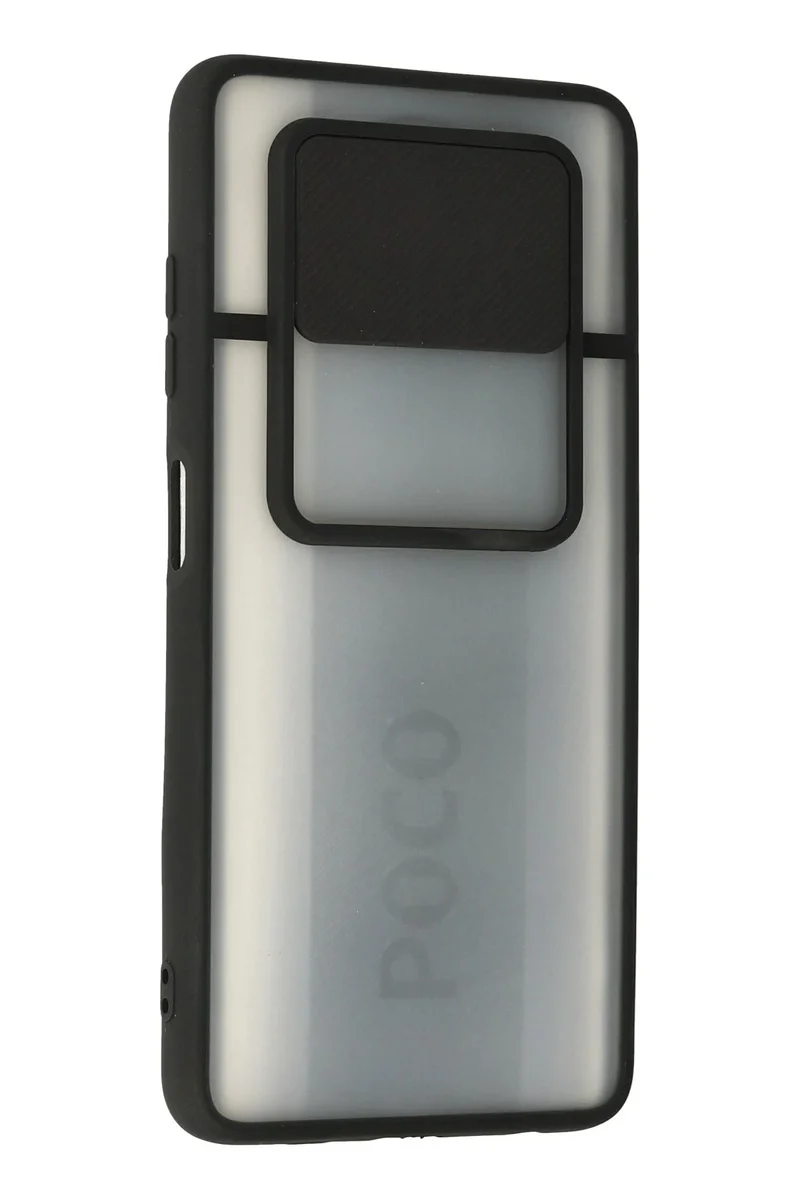 Newface Xiaomi Pocophone X3 Kılıf Palm Buzlu Kamera Sürgülü Silikon - Siyah