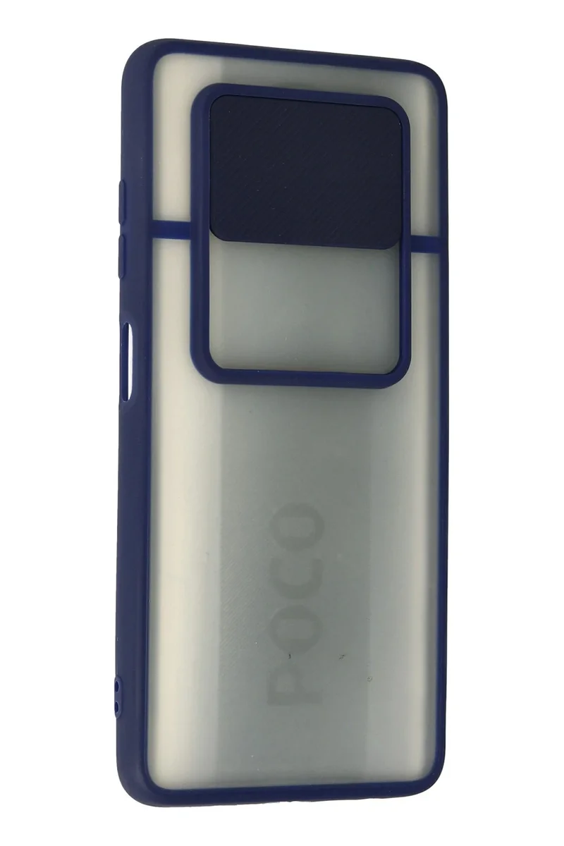 Newface Xiaomi Pocophone X3 Kılıf Palm Buzlu Kamera Sürgülü Silikon - Lacivert