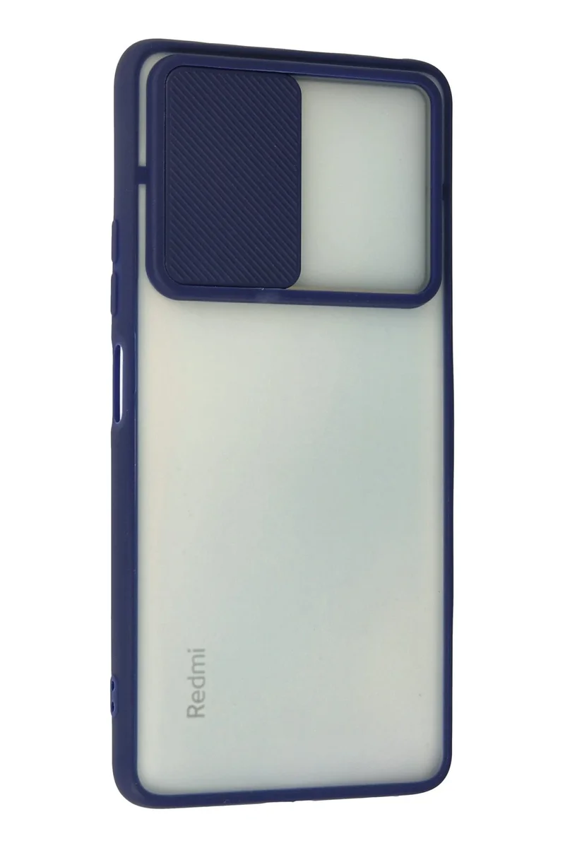 Newface Xiaomi Redmi Note 10 Pro Kılıf Palm Buzlu Kamera Sürgülü Silikon - Lacivert