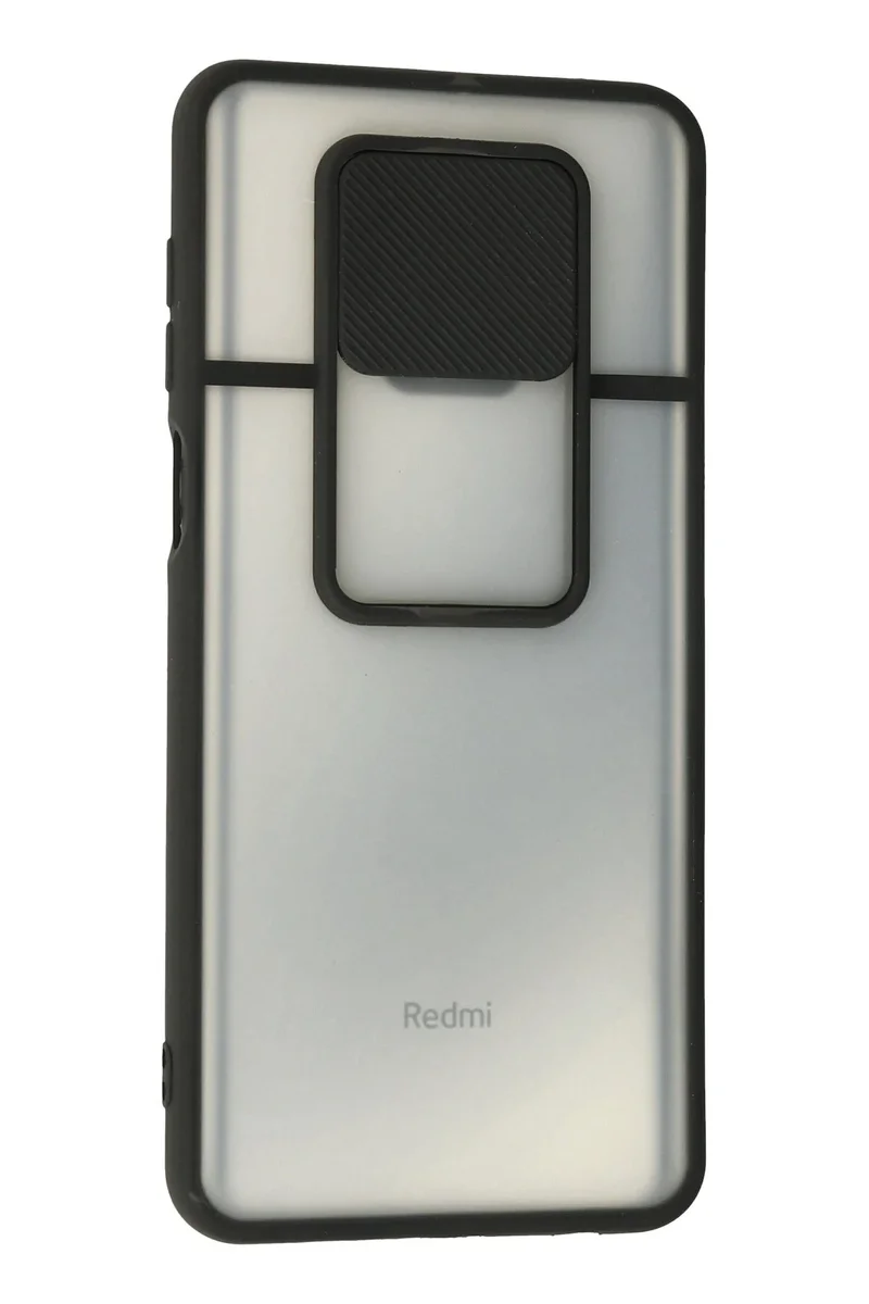 Newface Xiaomi Redmi Note 9 Pro Kılıf Palm Buzlu Kamera Sürgülü Silikon - Siyah