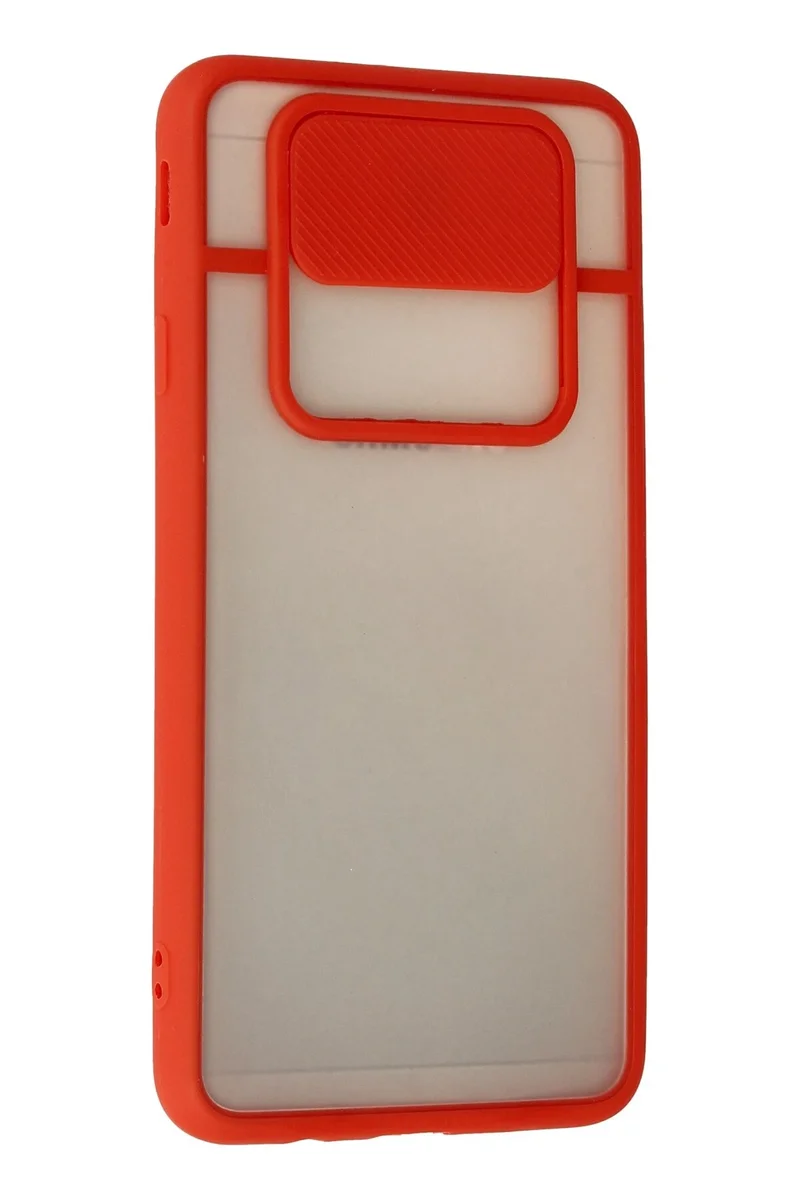 Newface Samsung Galaxy J7 Prime Kılıf Palm Buzlu Kamera Sürgülü Silikon - Kırmızı