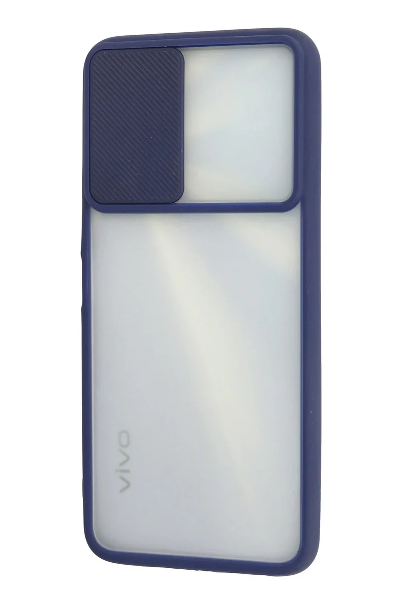 Newface Vivo Y11S Kılıf Palm Buzlu Kamera Sürgülü Silikon - Lacivert