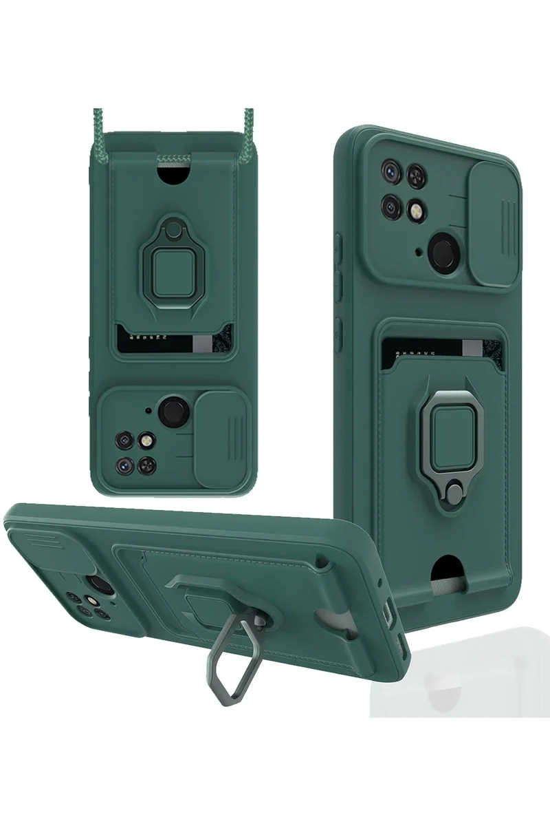 Newface Xiaomi Redmi 10C Kılıf Zuma Kartvizitli Yüzüklü Silikon - Yeşil