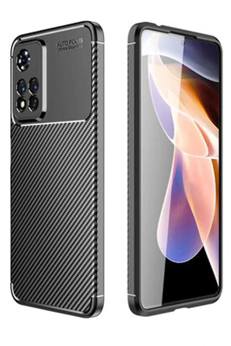 Newface Xiaomi Redmi Note 11 Pro Plus 5G Kılıf Auto Focus Karbon Kapak - Siyah