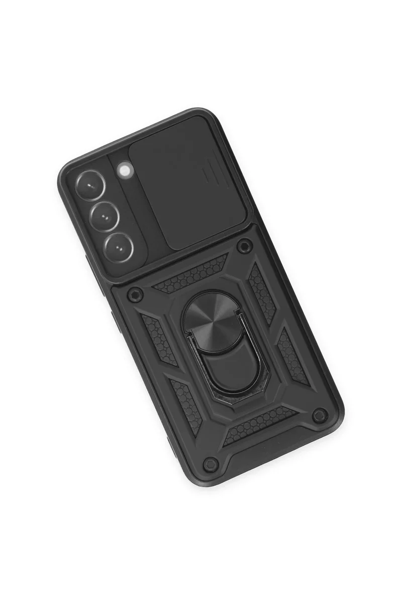 Newface Samsung Galaxy S23 FE Kılıf Pars Lens Yüzüklü Silikon - Siyah