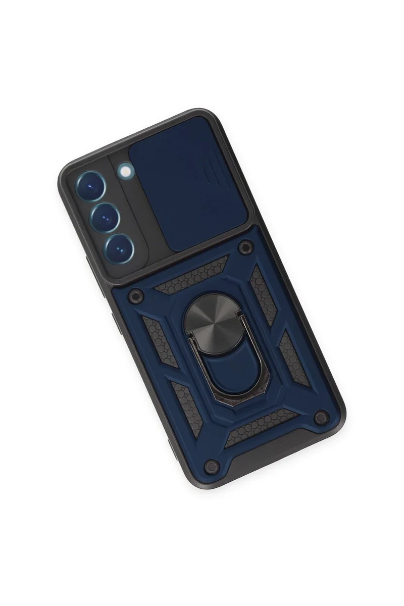 Newface Samsung Galaxy S23 FE Kılıf Pars Lens Yüzüklü Silikon - Lacivert