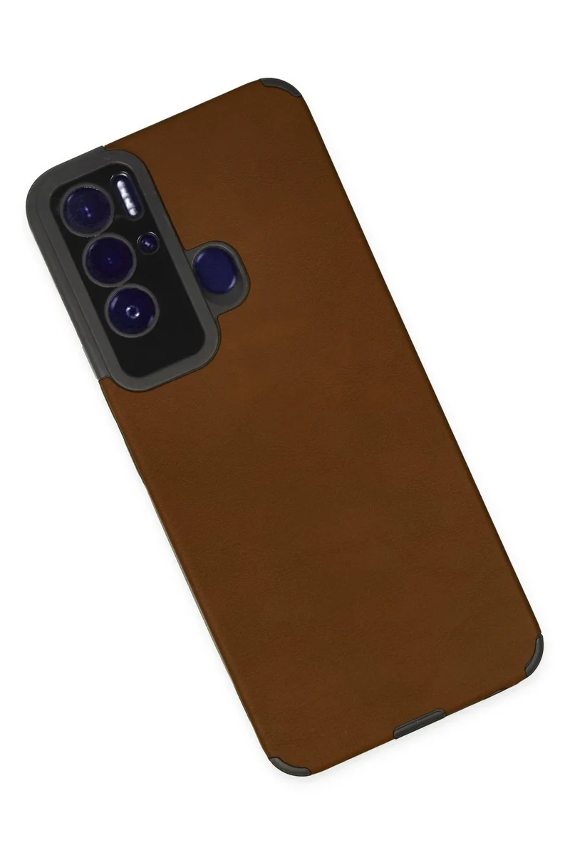 Newface Tecno Pova Neo Kılıf Loop Deri Silikon - Kahverengi
