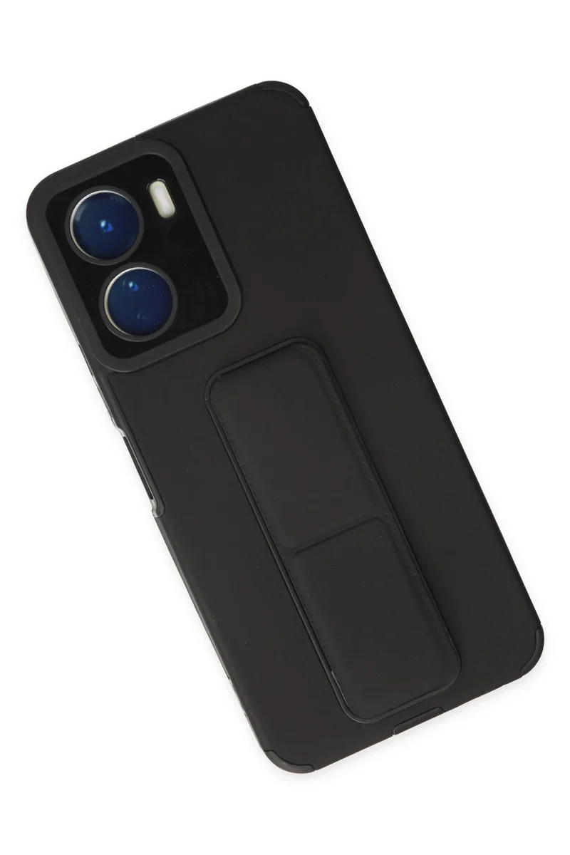 Newface Vivo Y16 Kılıf Mega Standlı Silikon - Siyah