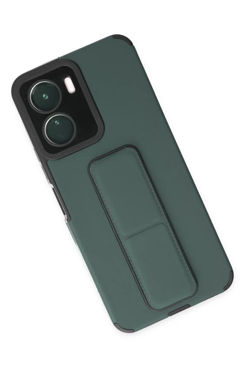 Newface Vivo Y16 Kılıf Mega Standlı Silikon - Yeşil
