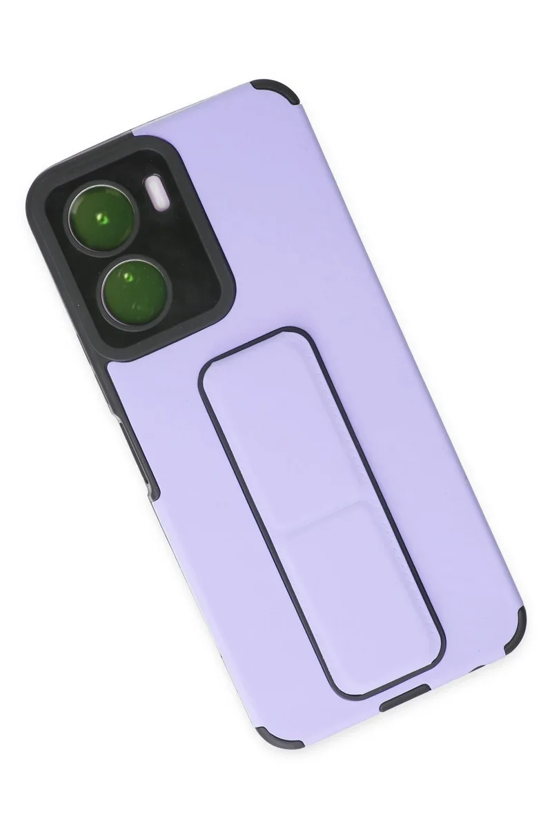 Newface Vivo Y16 Kılıf Mega Standlı Silikon - Lila