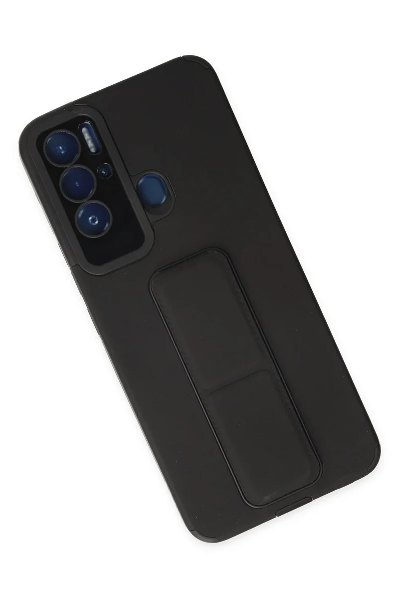 Newface Tecno Pova Neo Kılıf Mega Standlı Silikon - Siyah