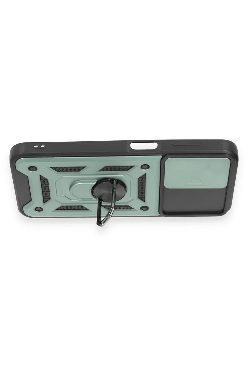 Newface Samsung Galaxy M14 5G Kılıf Pars Lens Yüzüklü Silikon - Yeşil