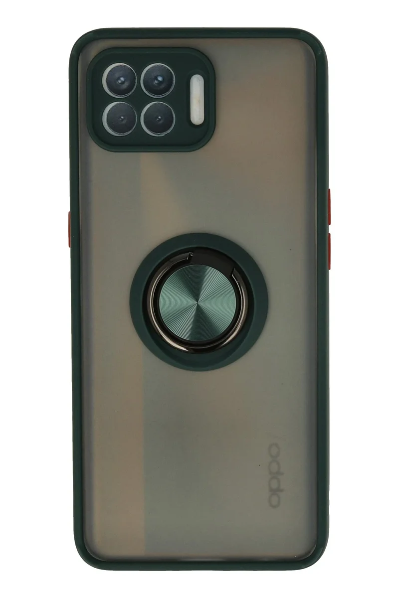 Newface Oppo Reno 4 Lite Kılıf Montreal Yüzüklü Silikon Kapak - Yeşil