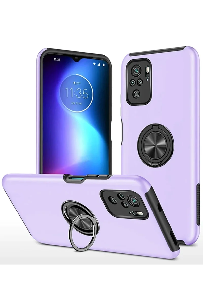 Newface Xiaomi Poco F3 Kılıf Elit Yüzüklü Kapak - Mor