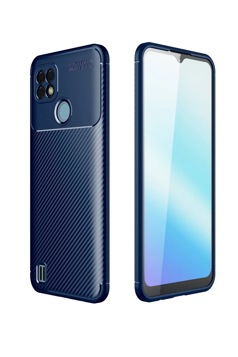 Newface Realme C21 Kılıf Auto Focus Karbon Kapak - Lacivert